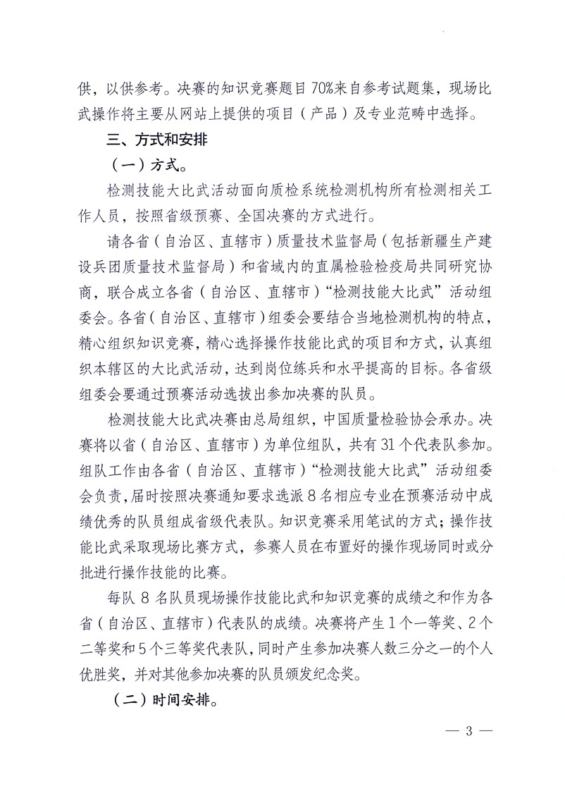 國家質量監督檢驗檢疫總局《關于印發<全國質檢系統檢測技能大比武活動工作方案>的通知》